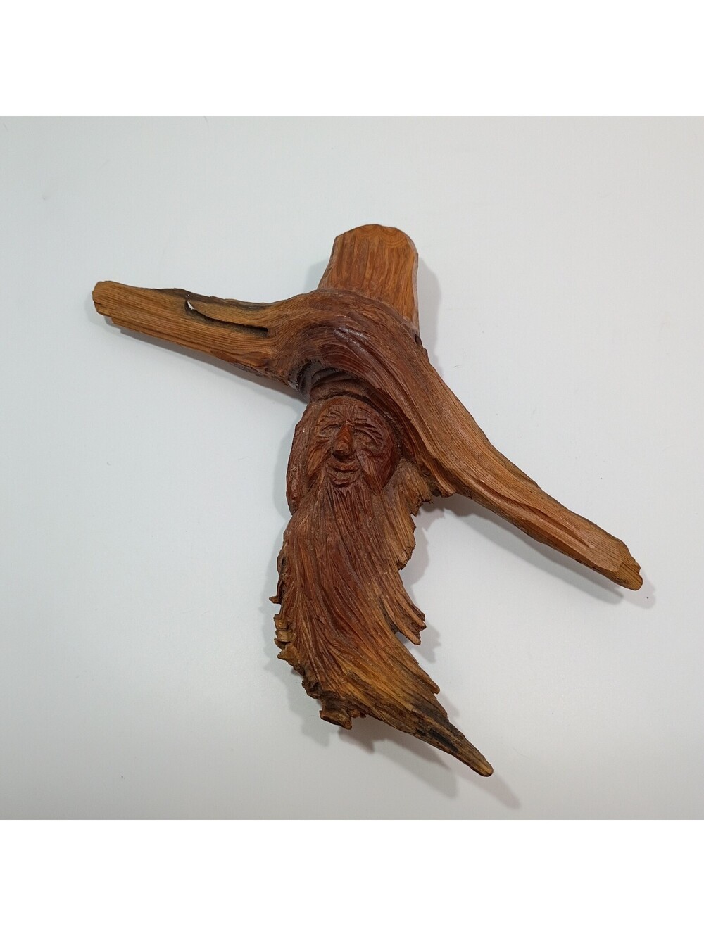 10" Wood Spirit Carving Knot Head Forest Face Tree Sculpture Log Cabin Folk Art